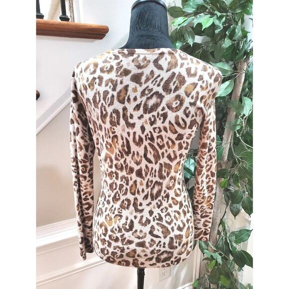 Ann Taylor Women Beige & Brown Wool Long Sleeve Buttons Front Cardigan Sweater S - Picture 5 of 9